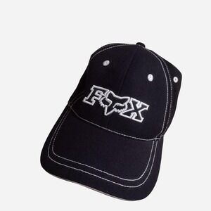 Vintage 90s Black and white Fox Racing cap